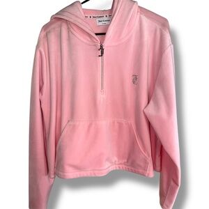 Juicy Couture Light Pink Velour Half Zip Hoodie Y2K NWOT